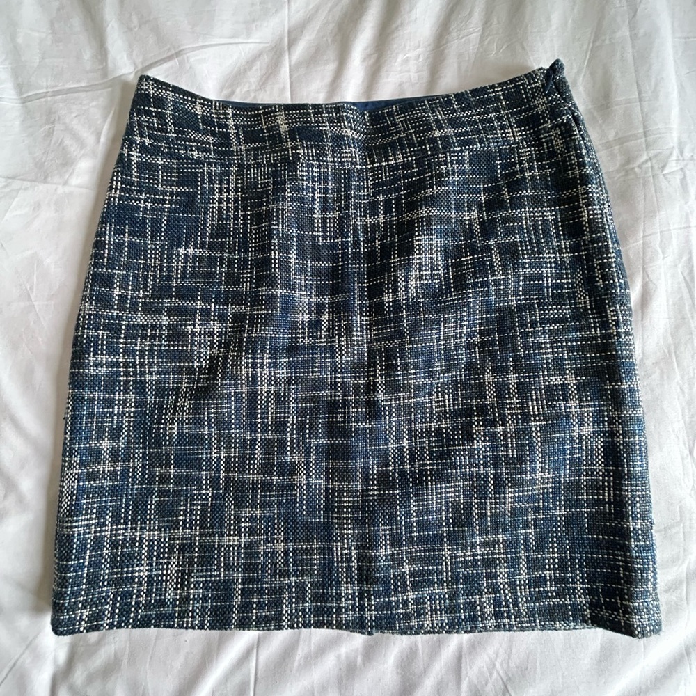 The Limited Navy and White Tweed Pencil Skirt